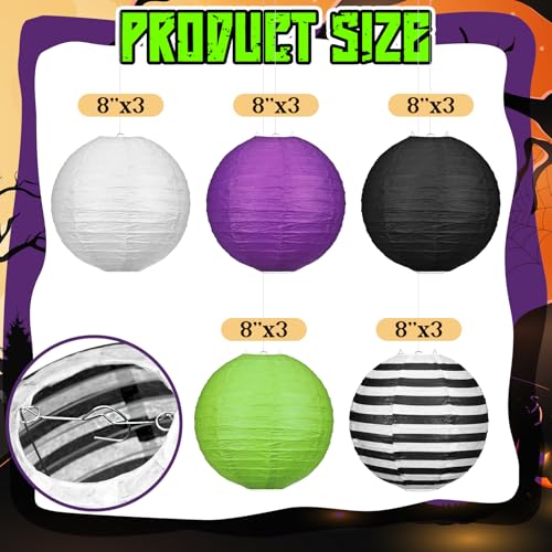 Halloween Paper Lanterns Set of 15 Hanging Decorations for Party Home Holiday