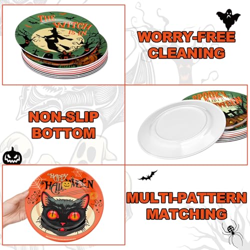 Halloween Dinnerware Set 8 Pieces Colorful Plates & Serving Dishes - Festive Party Supplies