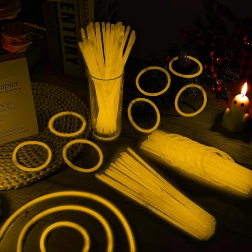 Orange Glow Sticks Bulk Pack 8" Party Favors with Connectors 200 Pcs