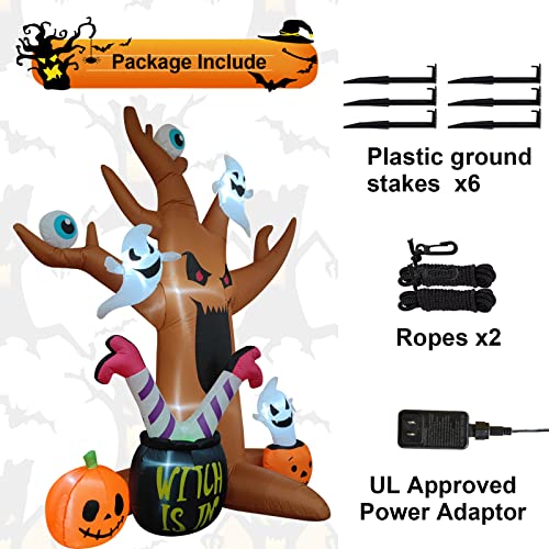 8 Ft Halloween Inflatable Tree with Ghosts Pumpkins & LED Lights - Outdoor Spooky Decor - Halloween Tree Variation