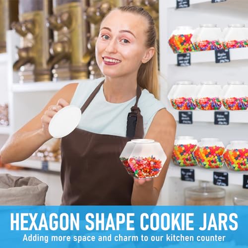 29 Oz Clear Hexagonal Plastic Candy Jar with Lid - Food Storage Container