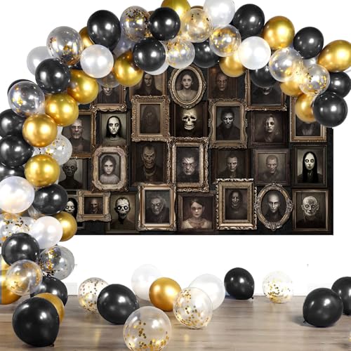 Halloween Portrait Backdrop Banner - Black 70.8x43.3 inch - Spooky Party Decor