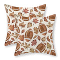 Football Maple Leaf Fall Pillow Covers 16x16 Pack of 2 - Autumn Linen Decor