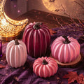 Resin Fall Pumpkin Decor Set - Pink Series, 4 Artificial Pumpkins for Thanksgiving & Halloween