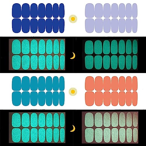 Luminous Self-Adhesive Nail Polish Strips - Bright Color Full Nail Wraps with Nail File - Variation: Luminous