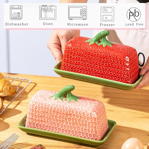 Pink Pumpkin Butter Dish Set with Lid - Multi-Purpose Kitchen Snack Plate & Decor