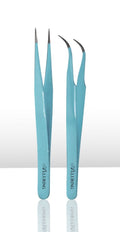 Eyelash Extension 1 Set of Blue ESD Straight & Curved Tweezers