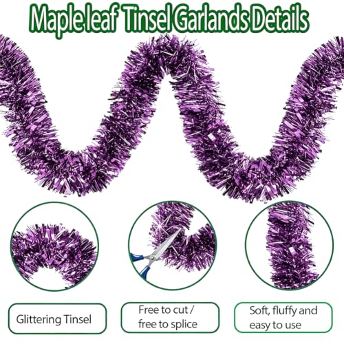 Lilac 33Ft Christmas Garland Decorations Tinsel Streamers for Holiday Home Decor