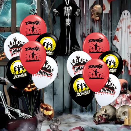 30 Pack Halloween Zombie Balloons - Bloody Zombie Print Latex Decor
