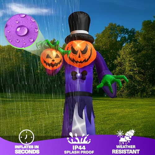 11FT Inflatable Halloween Pumpkin Monster with LEDs - Outdoor Yard Decor