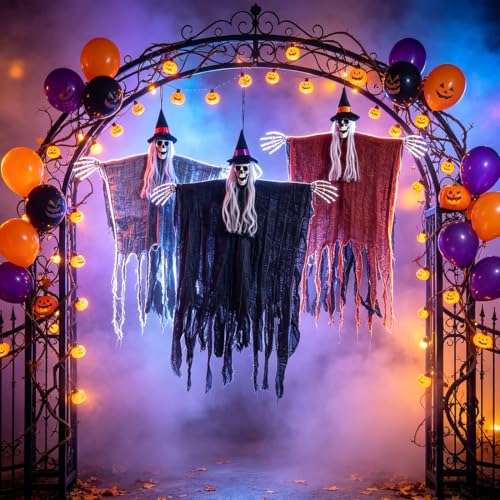 Halloween Skeleton Ghost Hanging Decorations Outdoor Indoor Set - Spooky Yard & Party Props