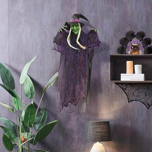 Halloween Hanging Witch Decor - Spooky 51-Inch Fabric Creature for Indoor Parties