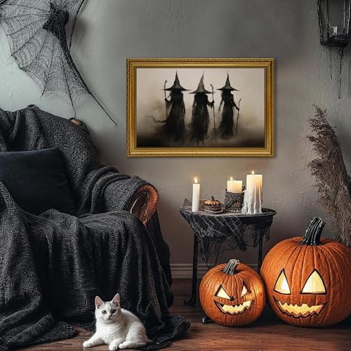 Gothic Wall Art - Three Witches Halloween Canvas 8x10 in - Variation of Gothic