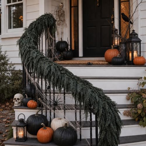 Halloween Mantle Garland Decor Gothic 6Ft Fall Fireplace Indoor Home Decoration