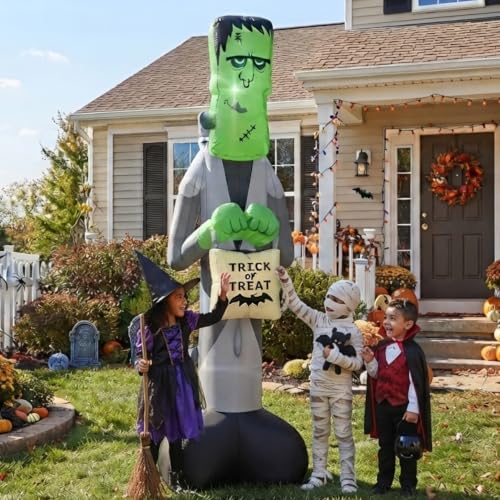 12FT Halloween Inflatable Frankenstein Monster Yard Decoration with RGB Flashing Bag