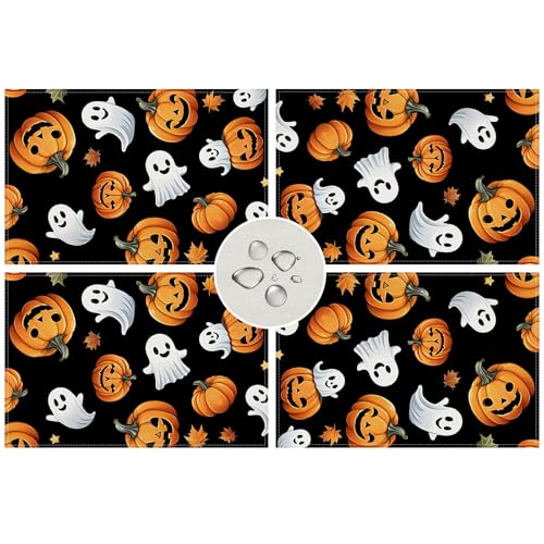 Halloween Placemats Set of 4 - Pumpkin Table Decor, 12 x 18 Inches - Variation of THIS listing