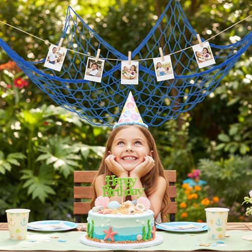 8 Pack Fish Net Decorations for Party, 39.4x78.7 Inch Ocean-Themed Netting