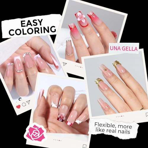 Medium Sharp Square Nail Tips - Soft Gel, 216pcs, 12 Sizes, Pre-Etched Matte Finish