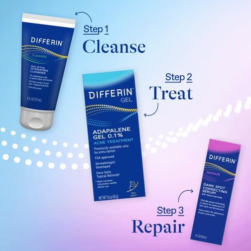 Differin Dark Spot Correcting Face Serum, Dark Spot Correcting Serum by the makers of Differin Gel, Gentle Skin Care for Acne Prone Sensitive Skin, 1 oz (Packaging May Vary)