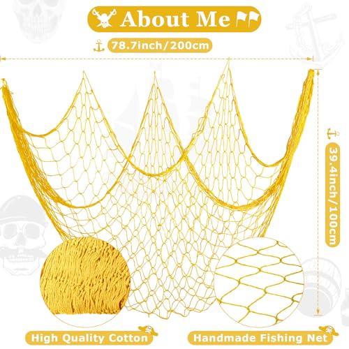 Yellow Fish Net Decoration for Mermaid Pirate Ocean Party - 2 Pieces