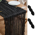 2 Pack Black Cheesecloth Table Runner 10FT for Halloween & Boho Decor