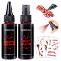 Halloween Fake Blood Kit with Spray, Drip & Wound Tattoos - Realistic Gory Makeup