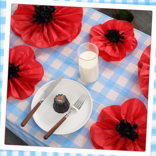 Halloween Party Decor Set with Tablecloth & Artificial Poppy Flowers - Variation 1