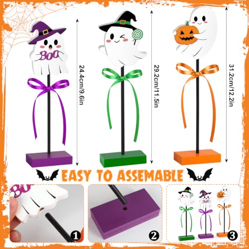 Halloween Wooden Ghost Signs Set - Cute Ghost Table Decorations - Variation of Cute Ghost