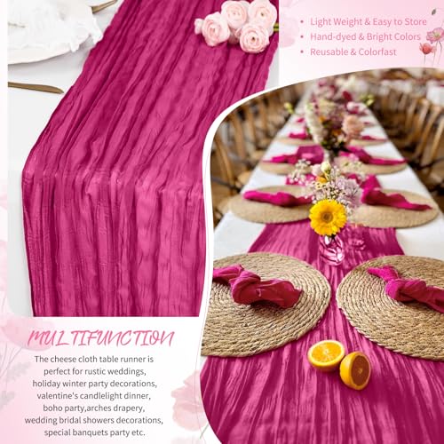 Fuschia Cheesecloth Table Runner 20 Pack - 17 x 108 Inches Boho Home Decor