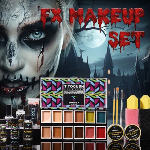 Professional 12-Color Special Effect Makeup Kit with Scar Wax for Halloween & Cosplay