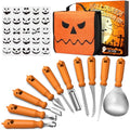 Halloween Pumpkin Carving Kit with 10 Knives, 25 Stencils & Portable Storage Bag
