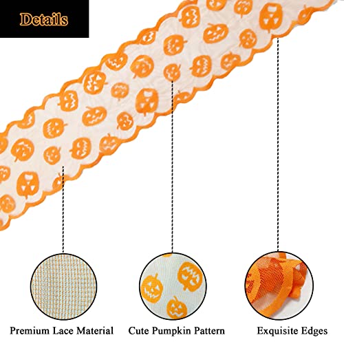 Halloween Pumpkin Lace Table Runner - 72 Inch Fall & Holiday Decor