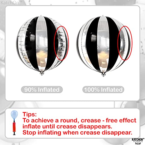 Large Black and Silver Foil Balloons Set - 22 Inch & 20 Inch Starburst Pack of 56