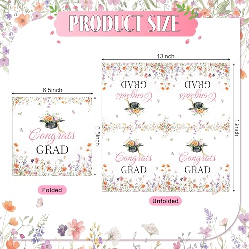 Spring Graduate Floral Paper Napkins 100 Pack - Congrats Grad Design