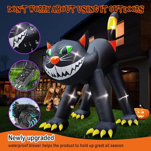 14FT Giant Halloween Inflatable Black Cat with LED Lights - Outdoor Yard Decoration, Indoor Party Supplies - Variation of THIS listing