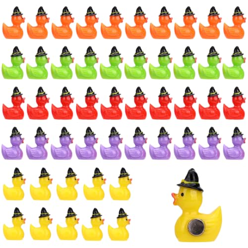 Mini Resin Witch Hat Duck Fridge Magnets - Halloween Ducks, Wizard Hat Variation