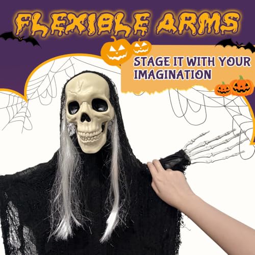 Halloween Hanging Skeleton Ghost Decorations Set - Spooky Outdoor Indoor Decor