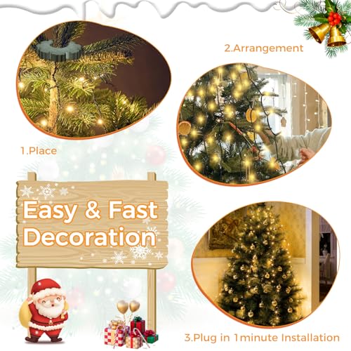 Litogo Christmas Tree Lights 300LED 4.9FT Warm White Fairy Lights with Remote & 8 Modes
