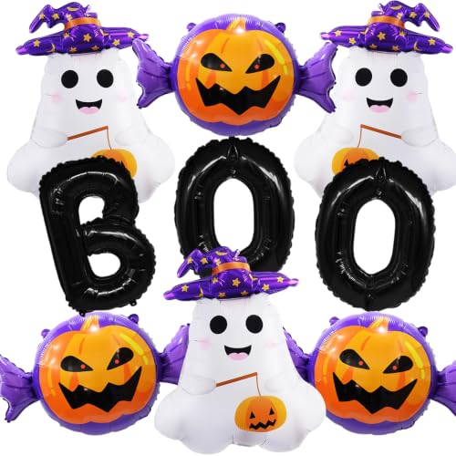 Halloween Balloons Set with Ghost Pumpkin Boo Decorations – 9 Pieces