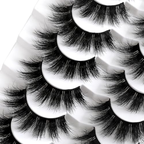 False Eyelashes 5D Fluffy Thick Dramatic Natural Wispy Reusable Pack of 7 Pairs No.363
