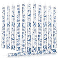 Blue White Elegant Taper Candles 12 Pack - Chinoiserie Floral 10 Inch Decor