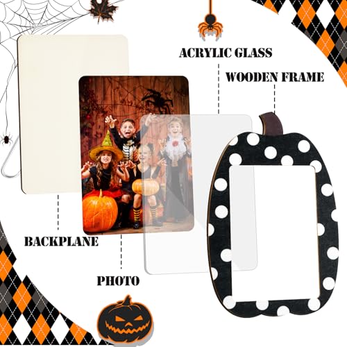 Halloween Pumpkin Picture Frame Set - Fall Table Decor, 3 Pieces, Simple Style