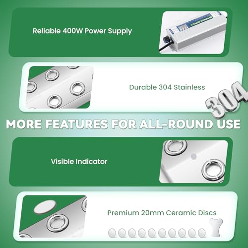 Ultrasonic Mist Maker with 12 Holes, Adjustable 0-8400ml/h, 400W Garden & Indoor Humidifier