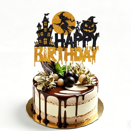 Halloween Birthday Cake Topper - Happy Halloween Party Decoration - Variation 1