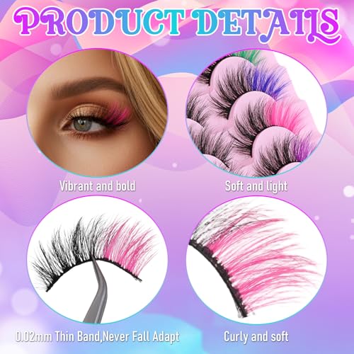Colorful False Eyelashes Set 8 Pairs Curly Thick Reusable Drama Makeup