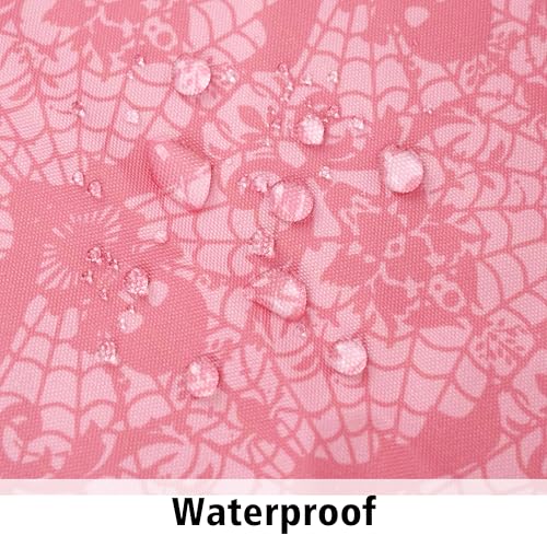 Elegant Pink Halloween Tablecloth 60x102 Inch Rectangular Spooky Pumpkin Ghost Skull Web Party Decor