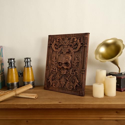 Handmade Wooden Skull Wall Decor for Halloween Christmas 11.8"L x 9.4"W - Gothic Home Accent