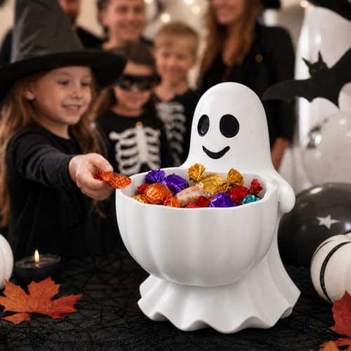 Halloween Ghost Candy Bowl - Cute Resin Snack Holder for Treats & Decor