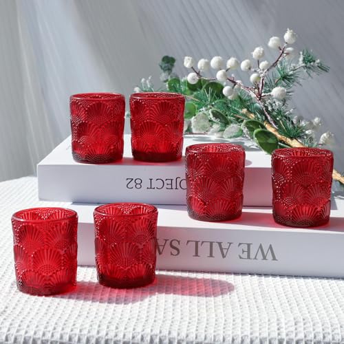 Red Votive Candle Holders Set of 24 Boho Style Christmas Decorations