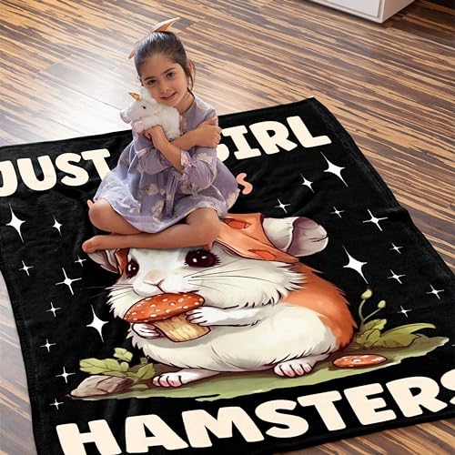 Hamster Blanket for Girls and Hamster Lovers - Soft Plush Throw, 50''x 60'' for Teens - Just a Girl Who Loves Hamsters